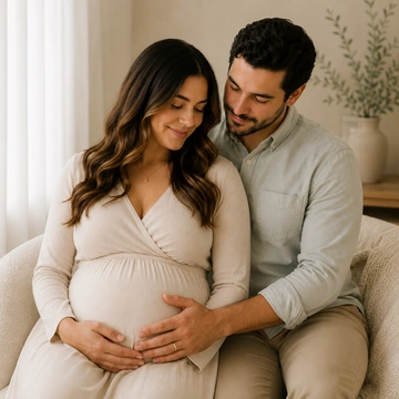 Isabella and Mateo celebrating Luca's upcoming arrival
